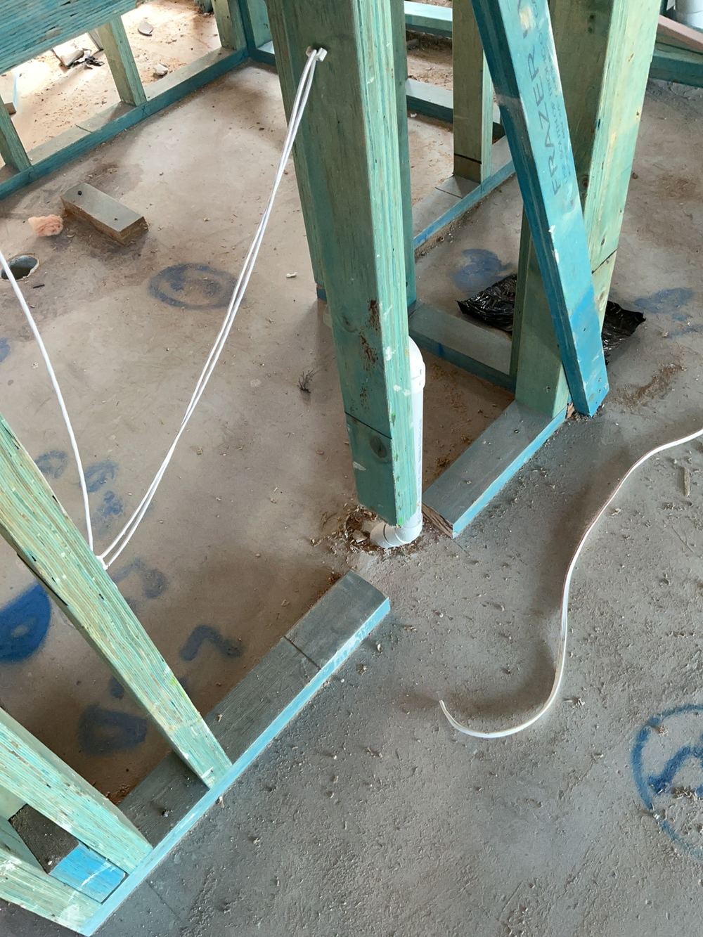 Stud cut through and needing support before plaster, found during a lock-up inspection in Cobbitty