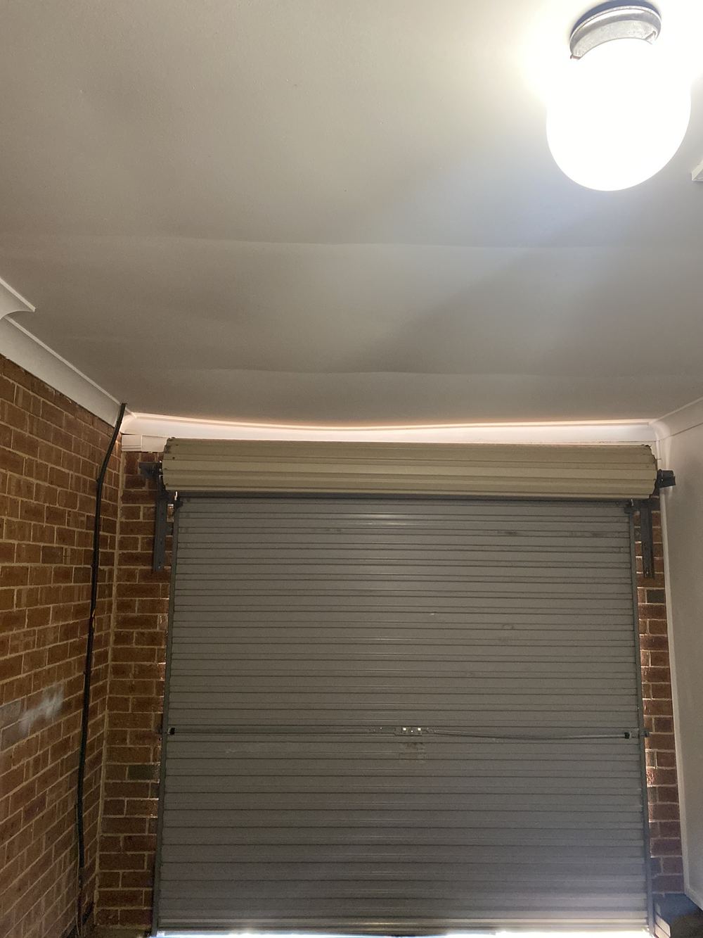 Ceiling plaster sagging near the garage door, Horningsea Park, Cobbitty